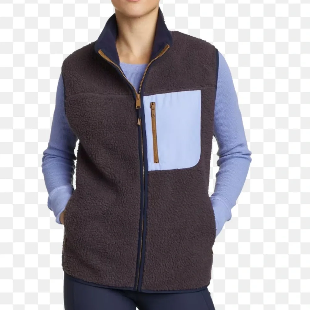 Eddie Bauer chilali faux shearling vest Sherpa color block multi color NWT - Picture 2 of 3